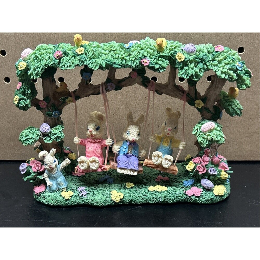 VTG Easter Jubilee Bunny Family Swing Tree Figurine Spring Decor Jaimy 90s